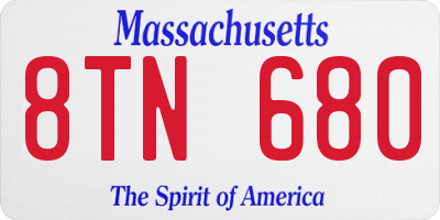 MA license plate 8TN680
