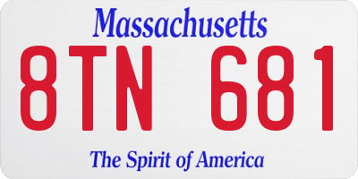 MA license plate 8TN681