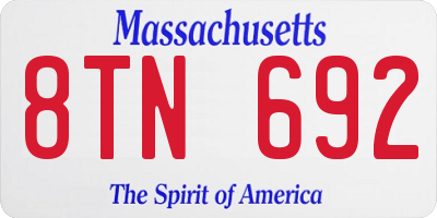 MA license plate 8TN692