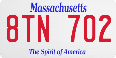 MA license plate 8TN702