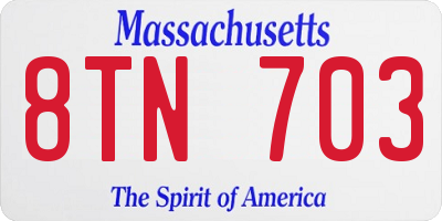MA license plate 8TN703