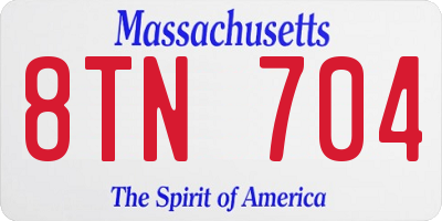 MA license plate 8TN704