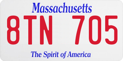MA license plate 8TN705