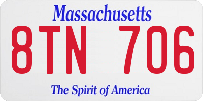 MA license plate 8TN706
