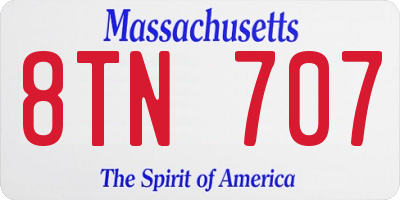 MA license plate 8TN707