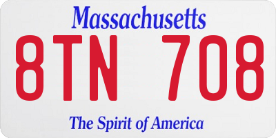 MA license plate 8TN708