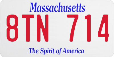 MA license plate 8TN714
