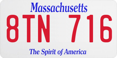MA license plate 8TN716