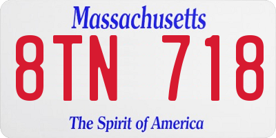 MA license plate 8TN718