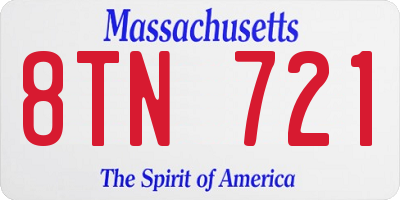 MA license plate 8TN721