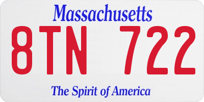 MA license plate 8TN722