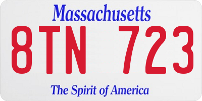 MA license plate 8TN723