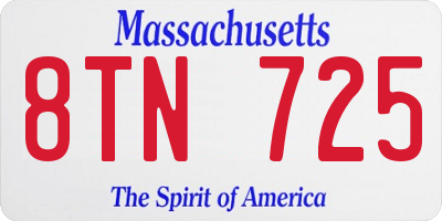 MA license plate 8TN725