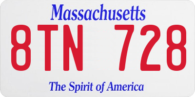 MA license plate 8TN728