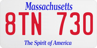 MA license plate 8TN730