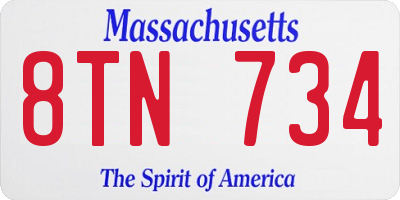 MA license plate 8TN734