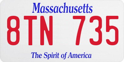 MA license plate 8TN735