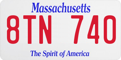 MA license plate 8TN740