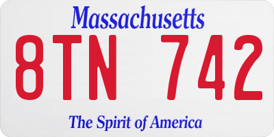 MA license plate 8TN742