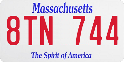MA license plate 8TN744