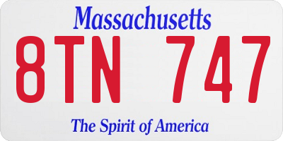 MA license plate 8TN747