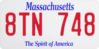 MA license plate 8TN748