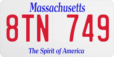 MA license plate 8TN749