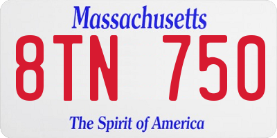 MA license plate 8TN750