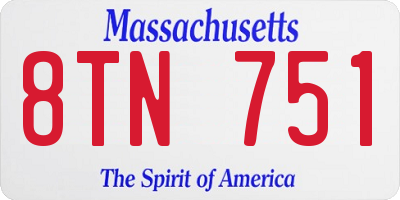 MA license plate 8TN751