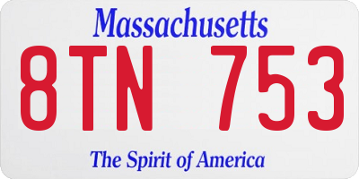 MA license plate 8TN753