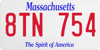 MA license plate 8TN754
