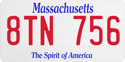 MA license plate 8TN756
