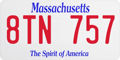 MA license plate 8TN757