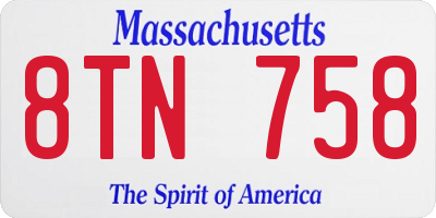MA license plate 8TN758
