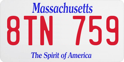 MA license plate 8TN759