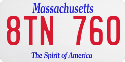 MA license plate 8TN760
