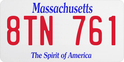MA license plate 8TN761