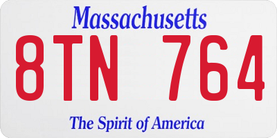 MA license plate 8TN764