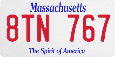 MA license plate 8TN767
