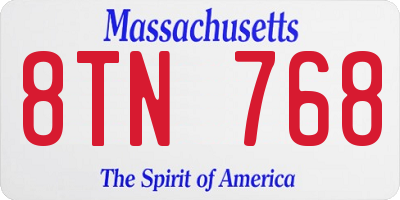 MA license plate 8TN768