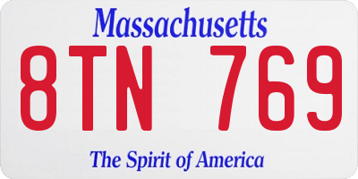 MA license plate 8TN769