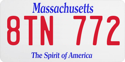 MA license plate 8TN772