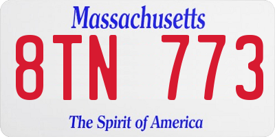 MA license plate 8TN773