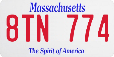 MA license plate 8TN774