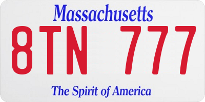 MA license plate 8TN777