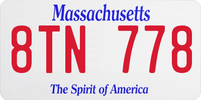 MA license plate 8TN778