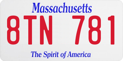 MA license plate 8TN781