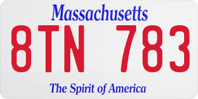 MA license plate 8TN783