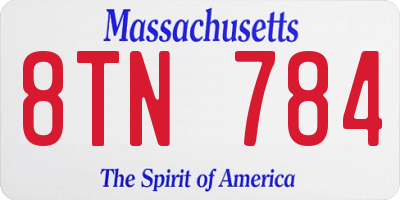 MA license plate 8TN784