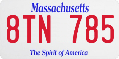 MA license plate 8TN785